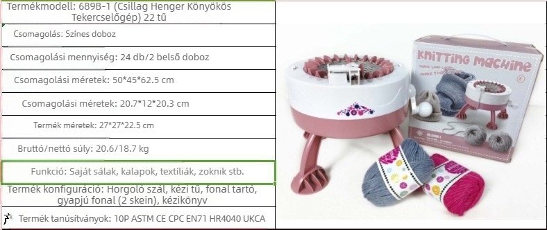 48-tűs kézi hajtású kötőgép sálhoz — gyerekek DIY játék, műanyag