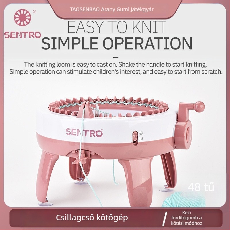 48-tűs kézi hajtású kötőgép sálhoz — gyerekek DIY játék, műanyag