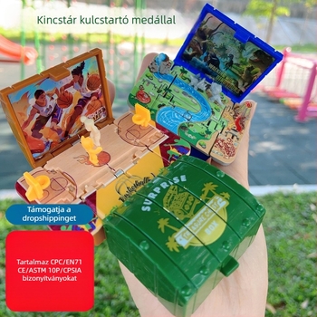 Összecsukható műanyag kulcstartó játék – kreatív lazító kincsesláda, egyedi csomagolásban, ajándék születésnapra vagy utazásra, gyereknek, barátnak vagy osztálytársnak