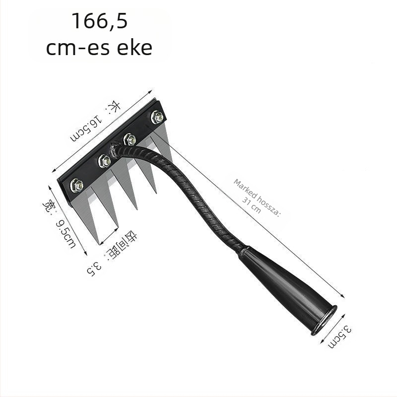 Többfunkciós gyomirtó eszköz leválasztható kapával, megerősített horoggal és talajforgató kapával, otthoni használatra