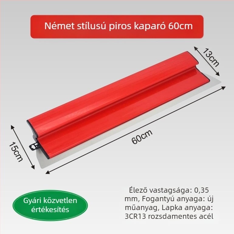 Glettelő eszköz, rozsdamentes acél penge, gitteléshez és falak síkba hozásához.