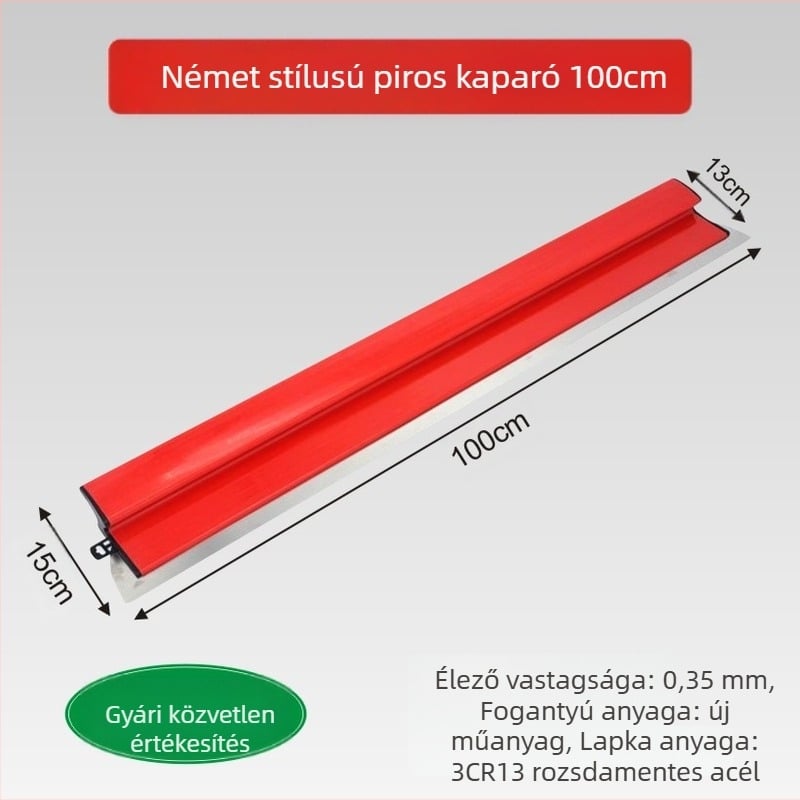 Glettelő eszköz, rozsdamentes acél penge, gitteléshez és falak síkba hozásához.