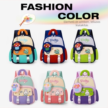 Óvoda hátizsák nejlonból, légpárnás vállpántokkal, kopásálló, terhet csökkentő dizájn, állatmintázat