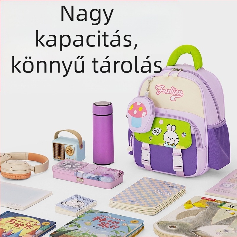 Óvoda hátizsák nejlonból, légpárnás vállpántokkal, kopásálló, terhet csökkentő dizájn, állatmintázat