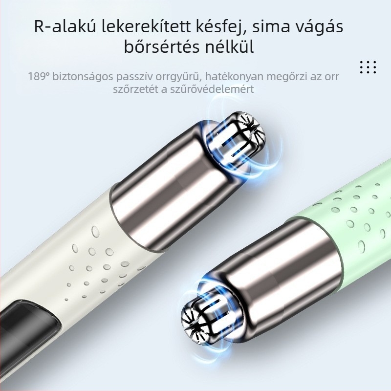 Elektromos orrszőr-trimmel ABS tokkal, levehető penge víz alatti tisztításhoz, újratölthető, mosható