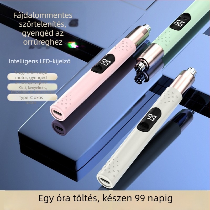 Elektromos orrszőr-trimmel ABS tokkal, levehető penge víz alatti tisztításhoz, újratölthető, mosható