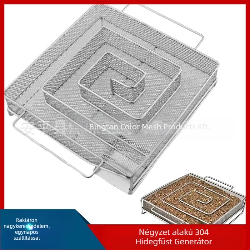 Rozsdamentes acélből készült füstölőlemez BBQ-hoz – faaprítékos füstgenerátor, négyszögletes, 176 g, csomagolás 50 darab, polírozott és hegesztett