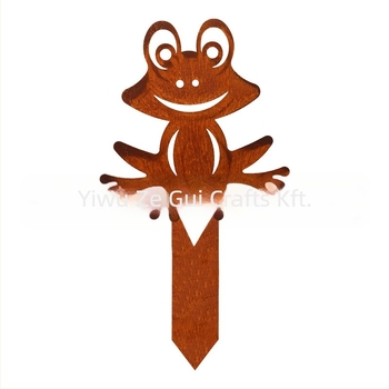 Béka alakú kerti dekoráció, vasból készült, márka 02njhu, alkalmas kertbe, egyedi csomagolású PP zacskóban