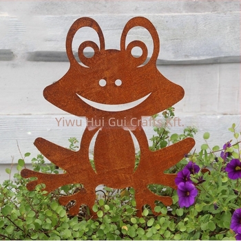 Béka alakú kerti dekoráció, vasból készült, márka 02njhu, alkalmas kertbe, egyedi csomagolású PP zacskóban