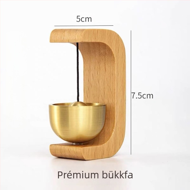 Mágneses rögzítésű ajtóharang, diófából készült haranggal és rézből készült haranggal