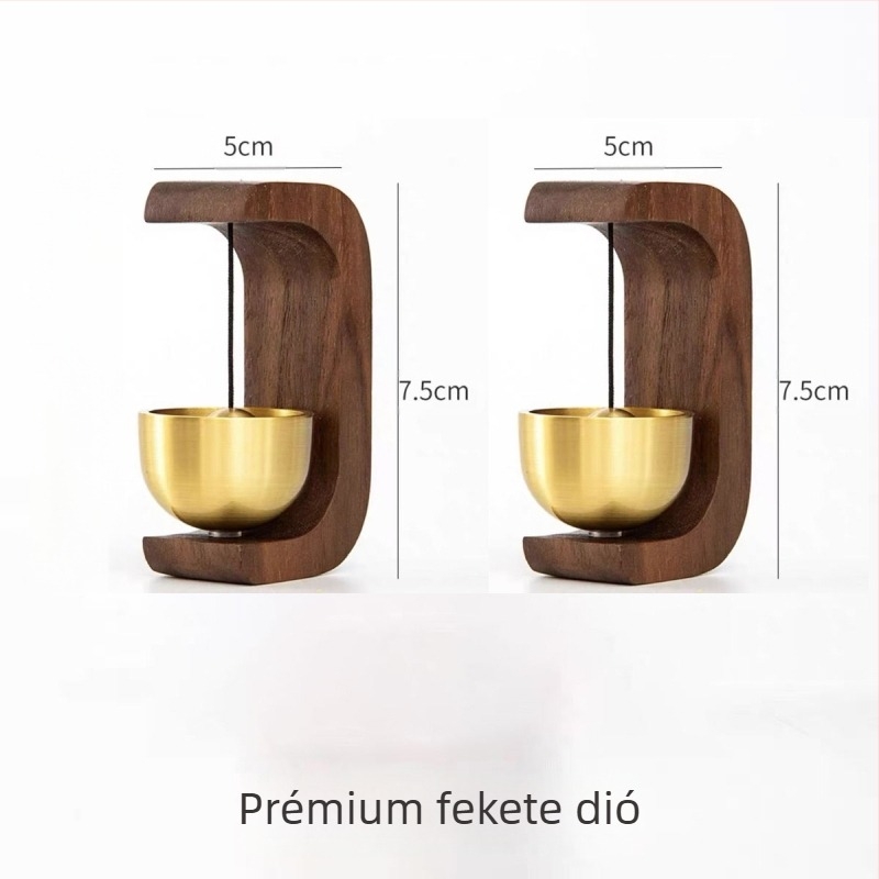 Mágneses rögzítésű ajtóharang, diófából készült haranggal és rézből készült haranggal