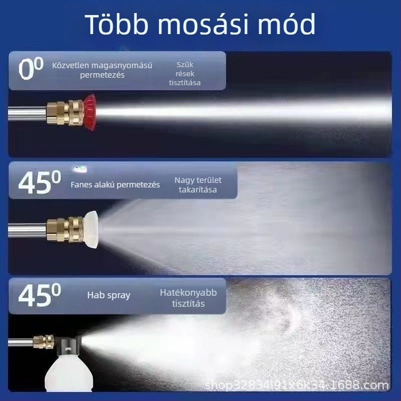 Jinbodi vezeték nélküli autómosó rendszer, lítiumakkumulátoros, hordozható magasnyomású permetező, 30 bar, 6 m permetezési távolság, alkalmas autómosásra, növények öntözésére és növényvédő szerek permetezésére