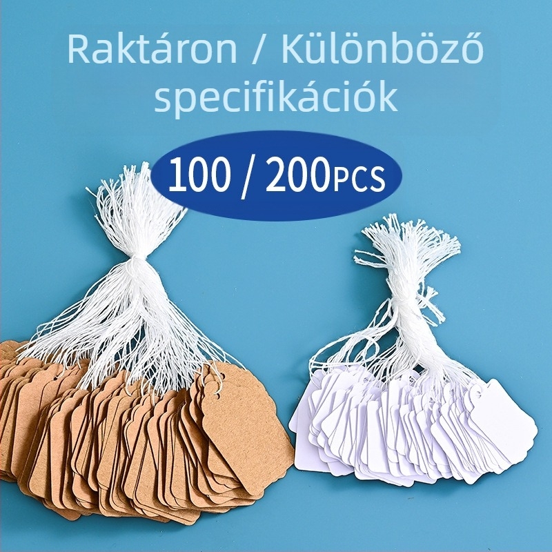 Kraft papírból készült árkártyák kötéllel, testreszabható, ofszet nyomtatás, szupermarketekhez