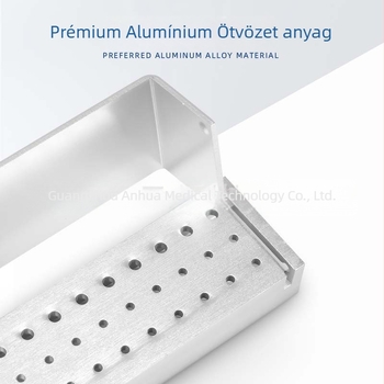 Fém fogászati eszközök fertőtlenítő doboza 30 lyukkal, nyitott tároló kialakítással