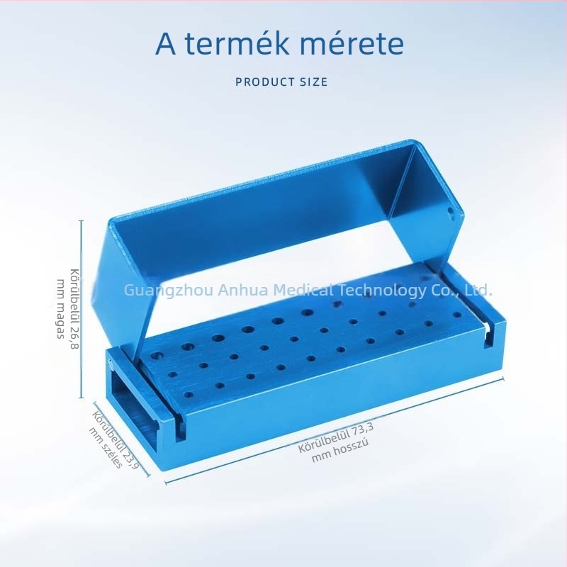 Fém fogászati eszközök fertőtlenítő doboza 30 lyukkal, nyitott tároló kialakítással