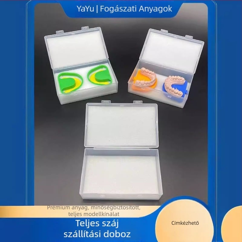 Teljes állkapocsos fogmodell és protézisekhez való tároló- és szállítódoboz logónyomtatási lehetőséggel – Yayu márka, hazai márka, vonalkód 1648435, Kategória: Egyéb szájápolási vegyi anyagok