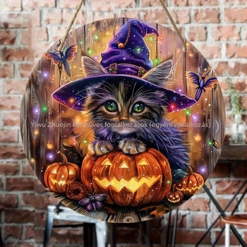 Halloween fa medál, szellem koponya dekoráció, Márka Independence, Anyag: Fa