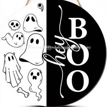 Halloween fa medál, szellem koponya dekoráció, Márka Independence, Anyag: Fa