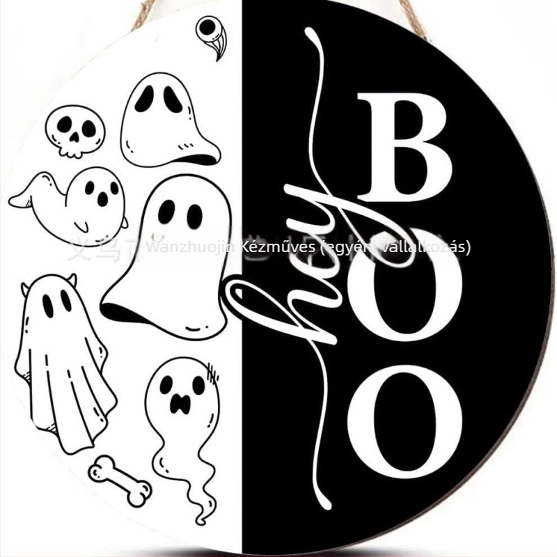 Halloween fa medál, szellem koponya dekoráció, Márka Independence, Anyag: Fa