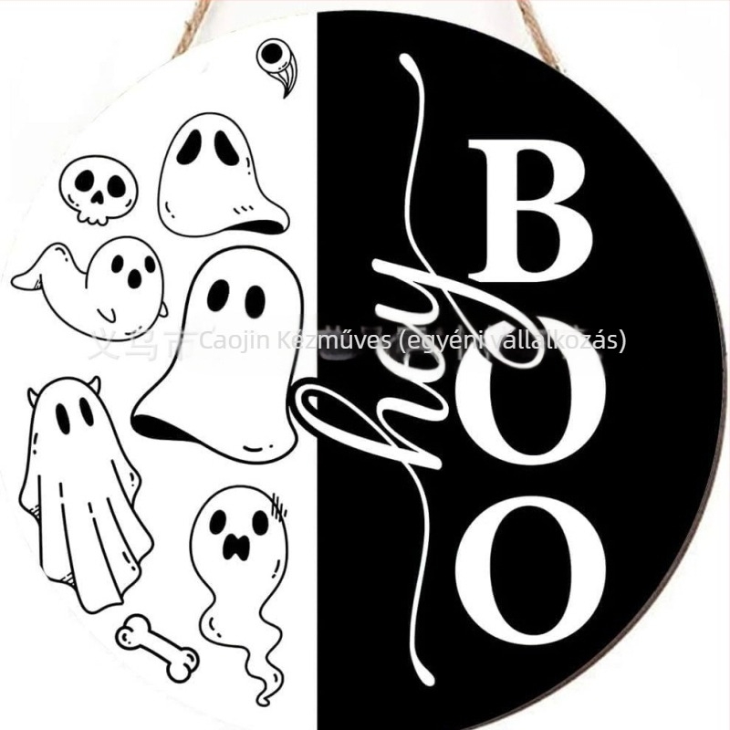 Halloween fa medál, szellem koponya dekoráció, Márka Independence, Anyag: Fa