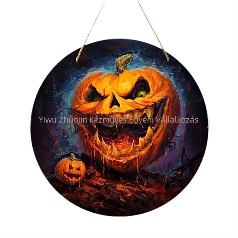 Halloween fa medál, szellem koponya dekoráció, Márka Independence, Anyag: Fa