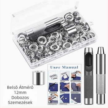 Réz színű eyelet csat készlet, 100 db, 3-darabos szerszámkészlet, kabátokhoz, farmerhoz, cipőkhöz, sátrakhoz