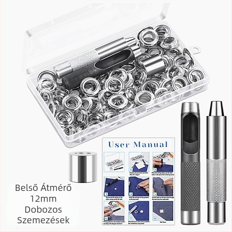 Réz színű eyelet csat készlet, 100 db, 3-darabos szerszámkészlet, kabátokhoz, farmerhoz, cipőkhöz, sátrakhoz