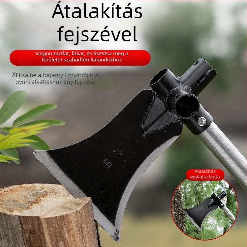 Magas mangán-acélból készült, többfunkciós ásó-kapa; kerti eszköz vágáshoz, ásáshoz és kaparáshoz; kültéri használatra; modell: Többfunkciós ásó-kapa