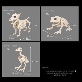 Állati csontváz rekvizit - műanyag figura Halloween dekorációhoz, jelenet rekvizit