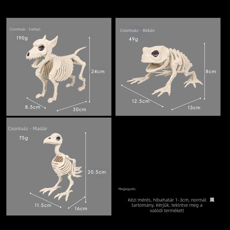 Állati csontváz rekvizit - műanyag figura Halloween dekorációhoz, jelenet rekvizit