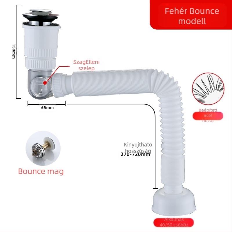 Univerzális pop-up lefolyó készlet mosdóhoz, ABS, Yayier Bathroom