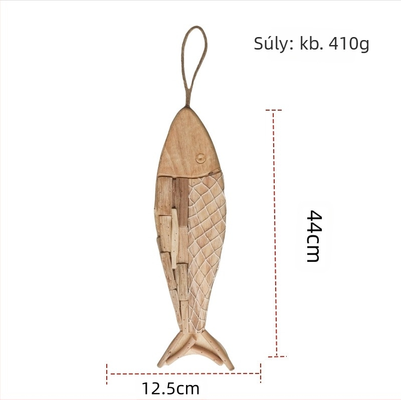 Fából készült halfüggő falidekor - pasztorális, észak-nórdikus rustikális amerikai vidéki stílus (Anyag: Fa; Kategória: kézműves függő; Stílus: Pastoral)
