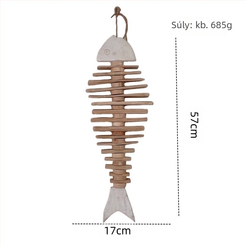 Fából készült halfüggő falidekor - pasztorális, észak-nórdikus rustikális amerikai vidéki stílus (Anyag: Fa; Kategória: kézműves függő; Stílus: Pastoral)