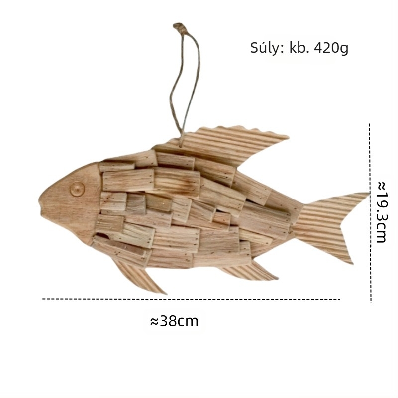 Fából készült halfüggő falidekor - pasztorális, észak-nórdikus rustikális amerikai vidéki stílus (Anyag: Fa; Kategória: kézműves függő; Stílus: Pastoral)