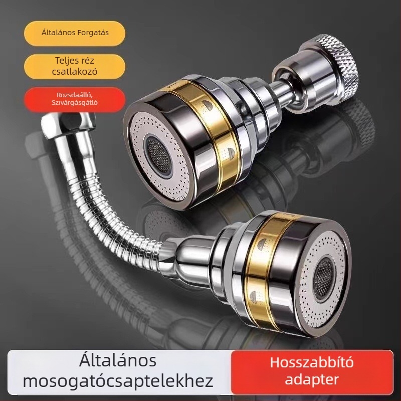 Konyhai csap kiterjesztő fél réz, három fokozatú buborékkal, egykezes vezérlés, csavaros telepítés, univerzális forgó permetfej (felület elektroplátolás; anyagok: ABS+réz / ABS+réz+rozsdamentes acél; működési hőmérséklet 0-80°C)