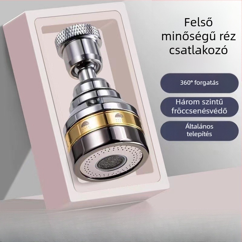 Konyhai csap kiterjesztő fél réz, három fokozatú buborékkal, egykezes vezérlés, csavaros telepítés, univerzális forgó permetfej (felület elektroplátolás; anyagok: ABS+réz / ABS+réz+rozsdamentes acél; működési hőmérséklet 0-80°C)