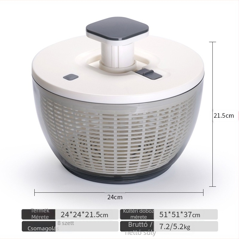 FDA-által hitelesített zöldség- és gyümölcsdehidratáló műanyag lefolyókosárral és forgó funkcióval