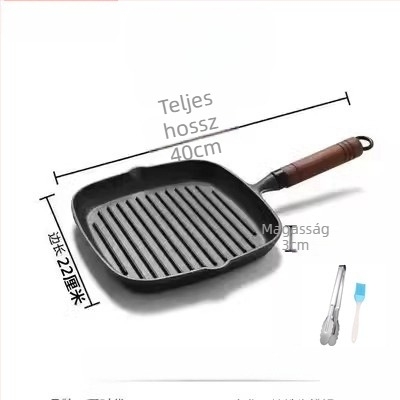 Kovácsoltvasból készült steak serpenyő – bevonat nélküli, steak sütéséhez, kompatibil gáz- és indukciós tűzhellyel, modell 24