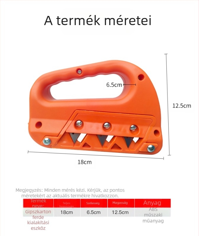 Gipszkarton V-formájú élzáró eszköz: 45°/60°, 3-élű pengék, többirányú feldolgozás, 20 eredeti penge