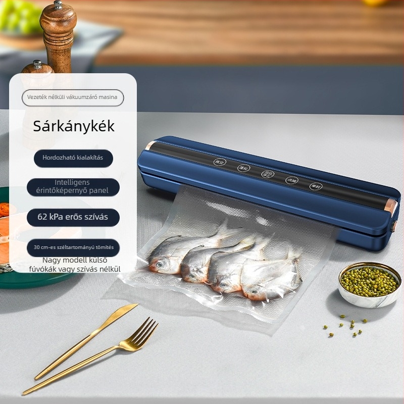 Mini vezeték nélküli vákuumzáró készülék, újratölthető, ABS ház, kapacitás 500–1000 ml, modell 818, konyhai eszköz