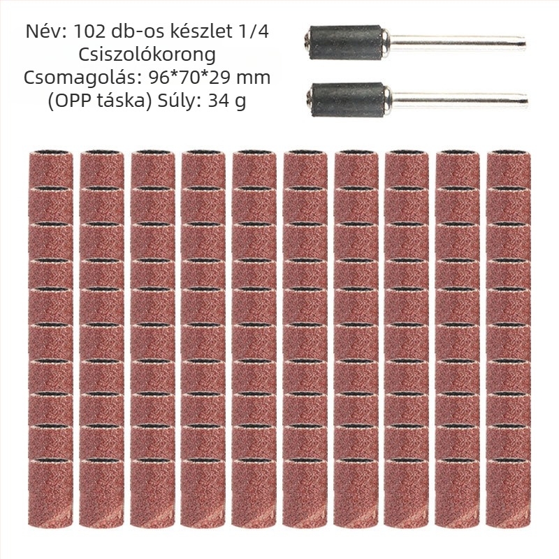 Manikűr csiszolófej készlet, 102 db, Anyag: csiszolópapír, Márka: Jia Shiteng, Tengelyátmérő: 1/2 és 3/8