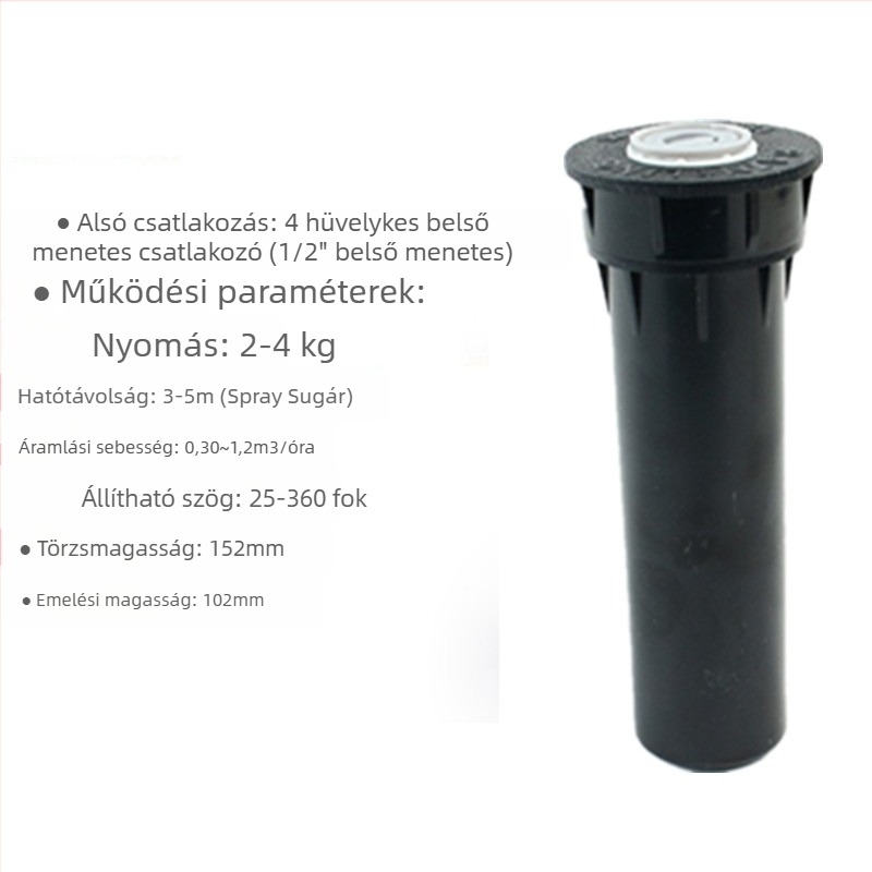 Föld alatti teleszkópos öntözőfej, 360°-os forgású öntözéshez kerthez, gyephez és tájépítéshez (műanyag)