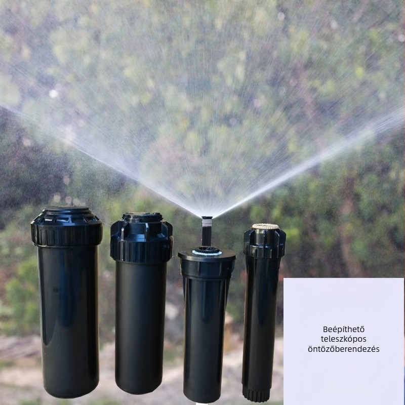 Föld alatti teleszkópos öntözőfej, 360°-os forgású öntözéshez kerthez, gyephez és tájépítéshez (műanyag)