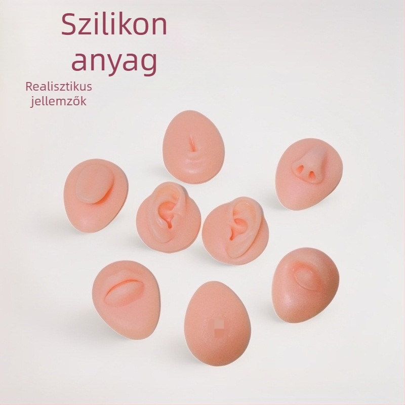 Tanítási célú szilikon emberi arcvonások modellje – fül, orr, száj, nyelv, köldök, szabálytalan alakú kiállítási rekvizit, modern minimalist stílus, B-01