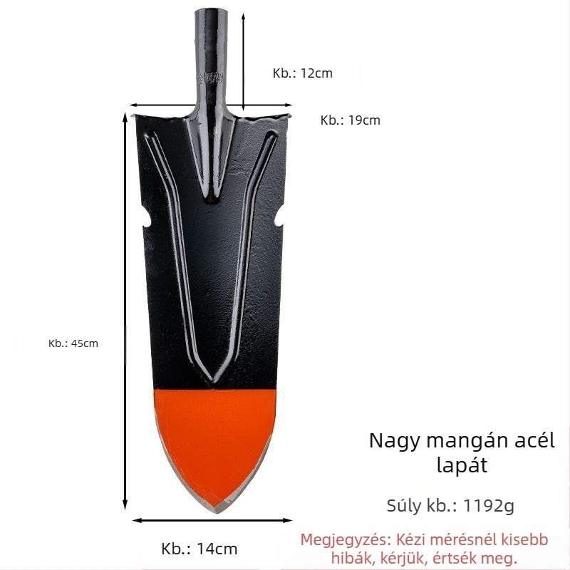 Mezőgazdasági ásó kerthez és kültérre — mangán acél, fák gyökereinek, talajnak és árkoknak az ásására