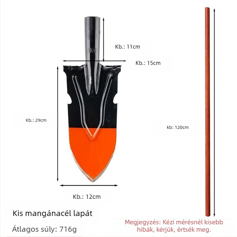 Mezőgazdasági ásó kerthez és kültérre — mangán acél, fák gyökereinek, talajnak és árkoknak az ásására