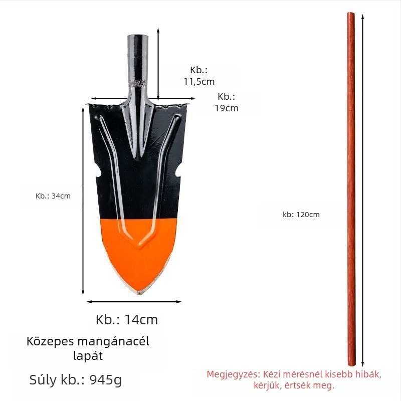Mezőgazdasági ásó kerthez és kültérre — mangán acél, fák gyökereinek, talajnak és árkoknak az ásására