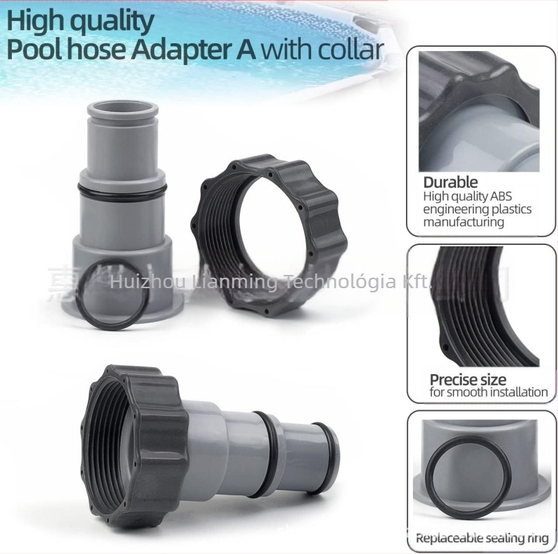 Medence tömlőadapter készlet szorítóval és alátétgyűrűvel Intex menetes csatlakozáshoz, modell 0000525, műanyag