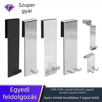 304 rozsdamentes acélból készült fürdőszobai üvegajtóhoz hátsó rögzítés, leválasztható egykampós fém akasztó, 5 kg teherbírás, modern minimalist dizájn