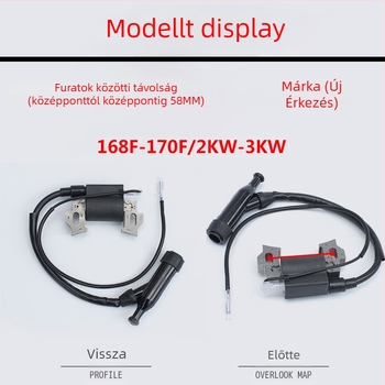Gyújtótekercs 168F/170F/188F/190F motorokra — kompatibilis 2–8 kW benzinmotoros generátorokkal és kultivátor vízpumpájával, magasnyomásos készlettel